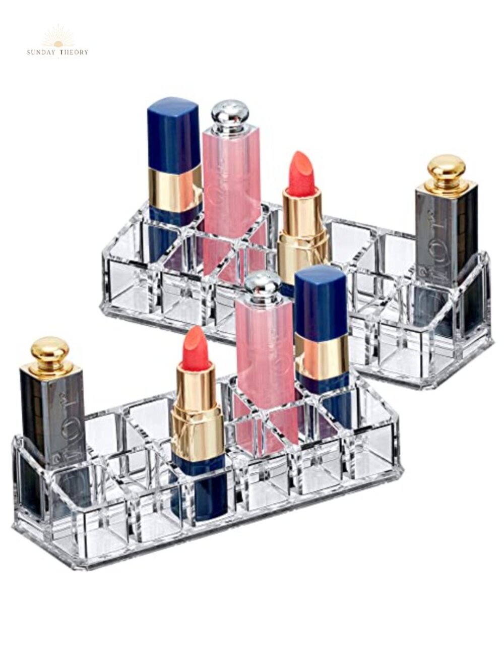 Acrylic Lipstick Organizer Holder 12 Slot Cosmetic Storage Display Vanity Clear